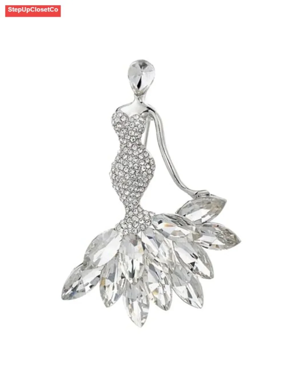 Rhinestone Lady Brooch Pin Colorful Crystal Lapel Pin Suit Collar Dress